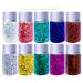 Body Face Glitter Gel SUPGIFT 10 Colors 10.6oz Holographic Chunky Laser Liquid Glitter Sequins Glue for Makeup Eyeshadow Hair Nail Slime Craft Resin with Spoon