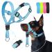 Weesiber soft dog collar adjustable dog head dishes padded no pulling halter with reflective safety strips for training and walking (blue L) Large blue