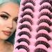 10 couples 3D artificial eyelashes Russian false eyelashes natural look curly cat eye lashes d curl false eyelashes with natural wispy volume cat eye eyelash (22) d-curl-22