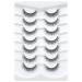 3D Clear Band false eyelashes natural look cat eye wispy fake eyelashes short supernatural cross soft reusable eyelash 7 pair Happy Heartbeat (No.201)