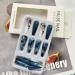 Navy Blue False Nails with Glitter and Rhinestones - 24Pcs Matte & Glossy Coffin Fake Nails for Women - Buy Online on GoSupps.com