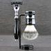 3-piece shaving set for men razor and synthetic hair brush for wet shaving