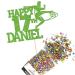 Cakeshop Cake Decoration Pack | Football Birthday Theme Premium Double Sided Glitter Card Cake Topper & 25g Party Pack of Cake Sugar Sprinkles | Custom Name & Age Cake Decoration (Green) Non-Prime Glitter Card: Green