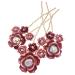 Romantic Red Rose Flower Gold Hair Pins Set for Women Wedding Updo - Buy Online on GoSupps.com