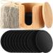 40 Pieces Reusable Makeup Remover Pads Natural Washable Bamboo Cotton Rounds for Most Skin Types Washable Make up Pad for Toner with Bamboo Holder and Laundry Bag (Black)