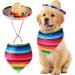 Dog Sombrero Hat Multicolor Sombrero Party Hats Straw Mexican Hat and Dog Bandana Pet Triangle Bib Costume for Mexican Cinco De Mayo Fiesta Party Decorations