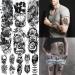 XIYOKA 72 Sheets Temporary Tattoos - 12 Large Black 3D Realistic Forearm Half Sleeve Tiger Lion Wolf Skeleton & Skull Halloween Fake Tattoos - Buy Online on GoSupps.com