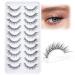 Lashes Natural Look Wispy Eyelashes Clear Band Lashes Cluster Short Mink Fluffy Fox Eye 15mm Lash Extensions Cat Eye False Eyelashes Pack 10 Pairs Not Fall Apart Clear Band - 20A