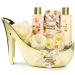 Elegant French Vanilla Bath Set Gold High Heel Shoe Spa Gift for Gifting Pampering & Home Decor Shower Gel Body Lotion Bath Salts Soap Flower & Many More