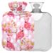Naanle hawaii flower flamingo hot bottle with reference warm and cold therapy Transparent hot water bottle 2l large hot hot water bottle for bed hand feet warmer pain relief