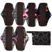 7pcs Set 1pc Mini Wet Bag +6pcs 10 Inch Regular Charcoal Bamboo Mama Cloth/Menstrual Pads/Reusable Sanitary Pads (Black Lace)