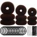 9 pieces donut hair roller manufacturer Former foam sponge Donut rolls ring style set with 12 pieces hair rubber band ties and 32 pieces hair bobby pins for women girls (brown) brown 1 piece (1 Pack)