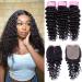 Odir Deep Wave Human Hair Bundles with T-Part Lace Closure 12 14 16+10 Unprocessed 9A Brazilian Curly Virgin Hair 3 Bundles with 4x1 Closure Deep Curly Bundles with Closure Natural Color 12 14 16+10 Inch bundles with closure