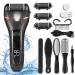Hoquare Electric Foot File 16 in 1 Hard Skin Remover for Feet Waterproof Foot Scrub Callus Remover with 3 Replacement Rollers LCD Display Rechargeable Professional Pedicure Set Scrubber Care Kit