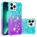 Tivenfezk nadoli glitter drive sand shell for iPhone 15 per max silicone shockproof gradient colored waterfall cell phone shell transparent bumper protective cover liquid transparent case iPhone 15 per max blue violet