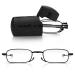 Read optics foldable full-rim reading glasses for men/women in prescription 2.0 in black with rectangular glasses.With foldable metal ironing and hard shell case.Light travel reading aid