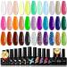 Morovan Gel Nail Polish Set: 33 Colors Gel Polish Nail Kit With Base and Top Coat Nude Pink Brown Glitter Gel Polish Starter Kit Soak off Uv Lamp Home DIY Salon
