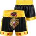 Muay Thai Kick Boxing Training Shorts - Satin Black Gold Tiger Embroidery, X-Small - Buy Online on GoSupps.com