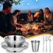 50 Pcs Polished Stainless Steel Camping Mess Kit Set - Portable Dinnerware for Backpacking, Hiking, Travel - 8 Person Utensils Tableware with Cups, Plates, Bowls - Includes Mesh Bag - Perfect for Camping and Picnics - Buy Online on GoSupps.com