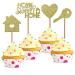 24 PCS Home Sweet Home Cupcake Toppers Gold Glitter Key Housewarming Cupcake Love Cupcake Decorations House Warming Party Decorations Set for Welcome New Home Party Decorations Gold