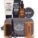 Beard Grooming Kit Rinse & Robust 8Pcs Travel Beard Care Set Kit For Men Beard Wash & Beard Conditioner Set Holiday Gift Set For Men Beard Shampoo, Beard Conditioner, Beard Oil, Beard Balm, Double-Headed Brush, Beard Sciss