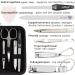 High-Quality 8-Piece Manicure Set 'Roma' - Deep Black Synthetic Leather Etui | Nail Scissors Tweezers Glass Nail Files & More - International Shipping Available - Buy Online on GoSupps.com