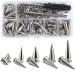 YORANYO 70 Sets Mixed Shape Spikes and Studs Assorted Sizes Spike Studs for Clothing Silver Color Screw Back Bullet Tree Studs and Spikes Rivet for Leather Craft Clothing Shoes Belts Bags Dog Collars Tree Spikes Mixed 70...