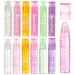 EXPRESSIONS 12pc Glitter Roll On Lip Gloss Set  Glossy Lip Moisturizer for Kids and Teens in Pouch with Marabou Handle - Assorted Fruit Flavored Lip Gloss Set  Hydrating Lip Oil  Non Toxic Kid Makeup