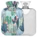 NAANLE hot hot water bottle with cover watercolor floral cactus transparent hot water bottle 2 l large hot water bottle for menstrual cramps pain relief handfoot heat and cold therapy 2L