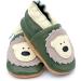 Dotty Fish Soft Leather Baby Shoes for Boys | Animal Designs | Non Slip Toddler Shoes | 0-6 months to 4-5 Years | Green & Cream Bear Design - Buy Online on GoSupps.com