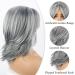 KRSI Grey Layered Wig - 14inch Shoulder Length Silver Wavy Wig with Curtain Bangs for Black Women - Natural Synthetic Hair - Buy Online on GoSupps.com