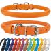 Collardirect round leather dog collar soft padded rolled handmade real leather collar for dog puppy cat small big black pink red purple blue orange 35-40 cm