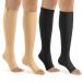 bropite compression socks with zipper 2 pairs calf height open toe compression socks XXL C- BLACK/NUDE