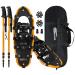 Goutone 14/21/25/30 Inches Light Weight Snowshoes with Poles for Women Men Youth Kids, Aluminum Terrain Snow Shoes with Adjustable Trekking Poles and Carrying Tote Bag. Gold 25(120-180lbs)