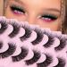 JIMIRE Faux Mink Fairy Lashes 3D Fluffy Peri Style Full Volume False Eyelashes Cat Eye 5D Multilayer Spiky Butterfly 15MM D Curly Fluffy Strip Fake Lashes 8 Pairs Pack