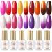 COSCELIA Color Changing Gel Nail Polish Set 6 Color Temperature Changing Gel Polish Pink Purple Orange Long Lasting Soak Off LED Nail Gel for Nail Art Design DIY at Home 7ml C 0.24 Fl Oz (Pack of 6)