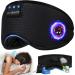 Sleep Headphones Breathable Bluetooth V5.4 Eye Mask Sleeping Headphones Wireless Eye Mask Sleep Earbuds for Side Sleeper Women Office Air Travel Cool Tech Gadgets Unique Gifts Loup Pour Dormir Black