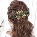 Bride Wedding Hair Comb - Crystal Rhinestone Pearls Silver Leaf Hair Piece, Green Homecoming Party Accessory - Buy Online on GoSupps.com