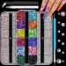 Rhinestones for Nails Manicure Gem Flatback Glass Crystal AB + Transparent Clear Gemstones and Colorful Resin Beads 2-5mm Round Gems for Professional Salon DIY Nail Art with Pickup & Dotting Tools C01-AB+Clear+Mixed Colors