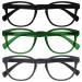 Opulize pop reading glasses 3 Pack Keck around matt frame spring hinges scratch-resistant black green gray men women rrr2-167 +1.50 black green gray +1.50 dioptria (3 pack)