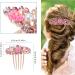 Create idea Flower Hair Comb Rhinestone Wedding Bride Headpiece Decorative Hair Accessories for Wedding Bridal French Twist Bun Full Updos Low Bun Hairstyles Pink - Buy Online on GoSupps.com