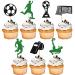 Rsstarxi 28 Pack Soccer Cupcake Toppers Glitter Sports Theme Champion Cup Football Soccer Ball Cupcake Picks Soccer Party Cake Decorations for Baby Shower Birthday Party Decors Design 2