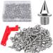 JULMELON 120PCS 1/4inch Stainless Steel Track and Cross Country Spikes Golf Shoe Spikes with Spike Wrench Replacement Spikes for Sprint Sports Short Running Track Shoes Silvery