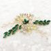 Bride Wedding Hair Comb - Crystal Rhinestone Pearls Silver Leaf Hair Piece, Green Homecoming Party Accessory - Buy Online on GoSupps.com