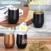 Telanks Modern 340 ML Yerba Mate Cup | 18/8 Stainless Steel | BPA-Free Lid Straw & Cleaning Brush | Black Tea Beverage Essential - Buy Online on GoSupps.com