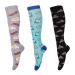 LEOSTEP Compression Socks for Women (3Pair) Knee High Support Stocking Ideal for Nurse Flight Sports Travel Pregnancy 20-30mmHg L-XL Fried egg