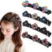 TIGARI Sparkling Crystal Stone Braided Hair Clips for Women Rhinestones Braided Hair Clip for girls Crystal Hair Clip with 3 Small Clips Satin Fabric Duck Billed Hair Clips - 4 Pcs/Set Color A (Rhinestones)