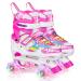 Roller Skates for Girls and Boys,4 Size Adjustable Kids Toddler Roller Skates with Light up Wheels for Toddlers Children Outdoor Indoor Pink Small(10-13C)