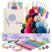 73 Piece Crochet Kit for Beginners Adults and Kids, Premium Crochet Set with 21 Crochet Hooks Set and 1500 Yards of Yarn for Crocheting Kit, Canvas Tote Bag and Lots More - Beginner Crochet Kit Large Kit