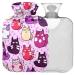 Naanle Funny purple cats hot water bottle with cover transparent bag hot water bottle 2l large hot hot water bottle for bed handfoot heat pain relief heat and cold therapy